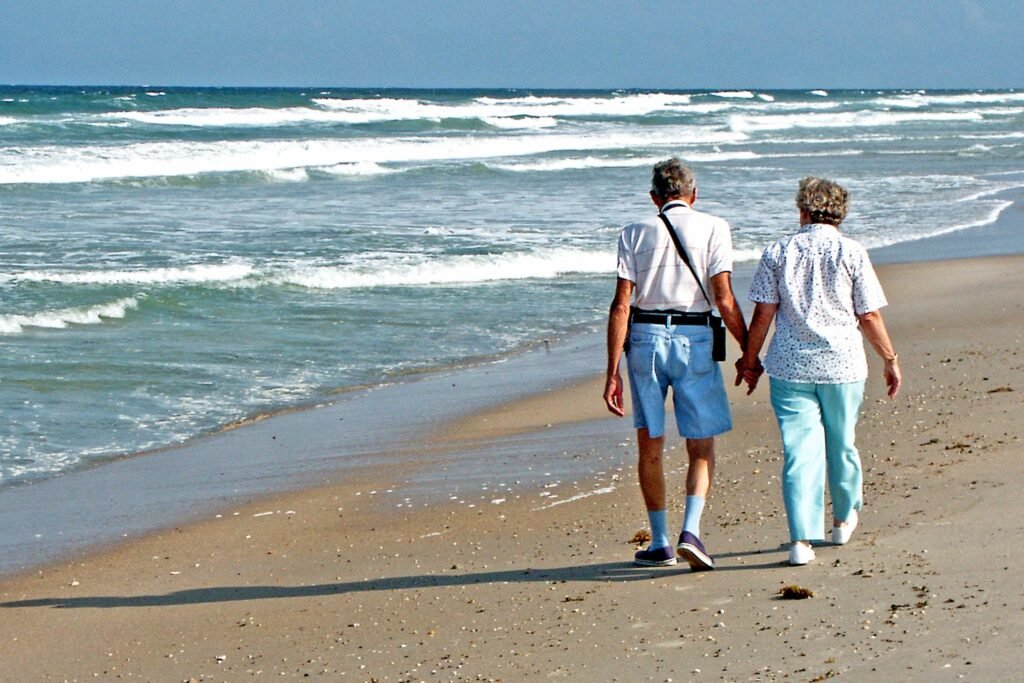 Senior couple discussing healthcare plans before retiring in the Dominican Republic