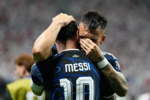 Argentina players celebrate their late comeback against England