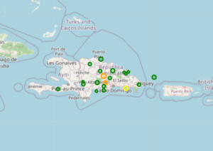 Map showing the location of the earthquake near Bonao