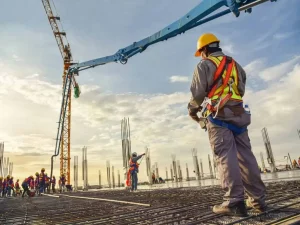 Construction cranes and residential development in the Dominican Republic