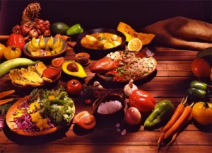 Traditional Dominican dishes served on a Caribbean dining table