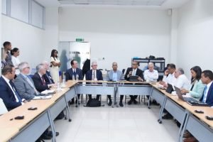 Geologists reviewing geological maps during Dominican energy research project
