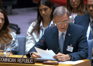 Roberto Álvarez addressing the United Nations Security Council on Haiti