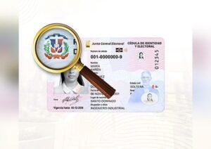 Dominican Republic national identity card with official national symbols