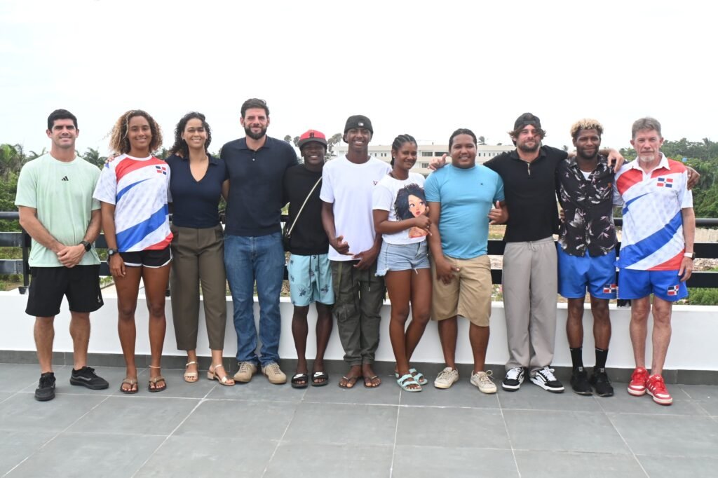 Dominican national surfing team training on the waves in Cabarete