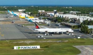 Aircraft parked at Punta Cana International Airport during summer season