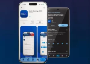 Official Santo Domingo 2026 mobile app on a smartphone