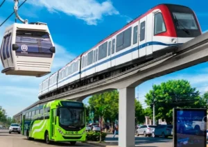 Metro passenger using integrated transit fare in Santo Domingo