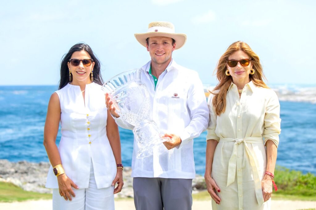 Stefano Mazzoli celebrates victory at the Corales Puntacana Championship