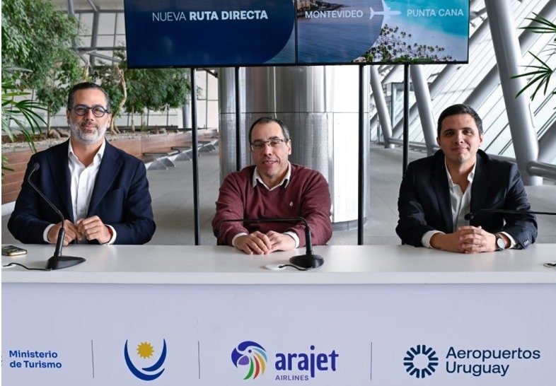 Arajet aircraft representing new direct flights between Montevideo and Punta Cana