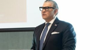 Ryan Polanco during British Chamber of Commerce board announcement