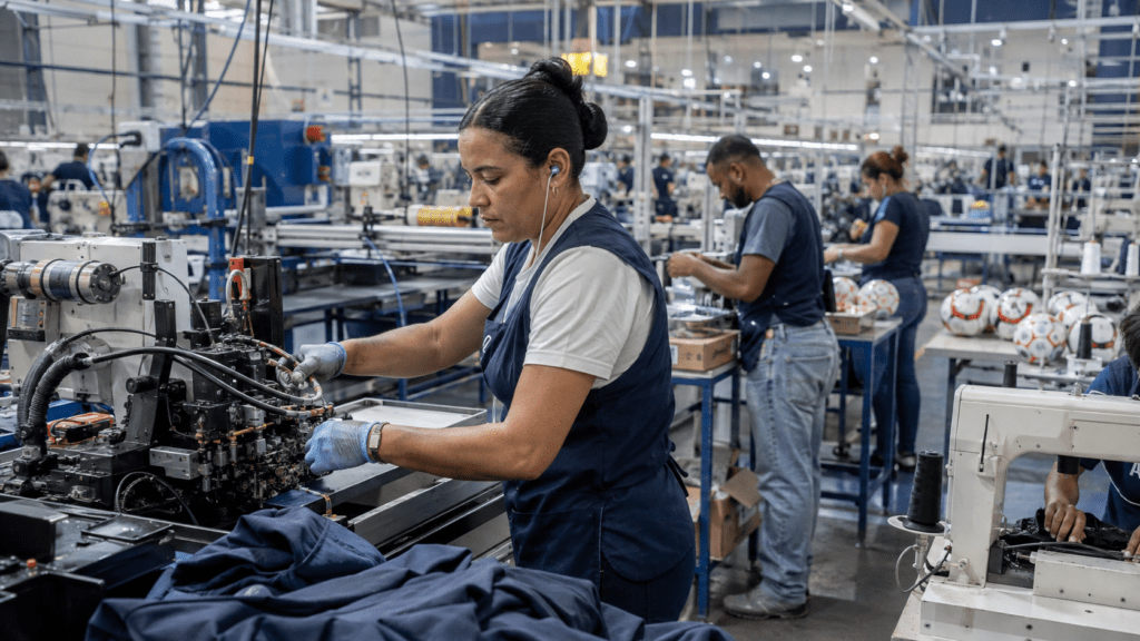 Workers in a Dominican free zone factory