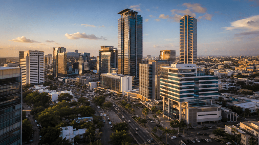 Skyline of Santo Domingo representing the Dominican Republic's leading business hub