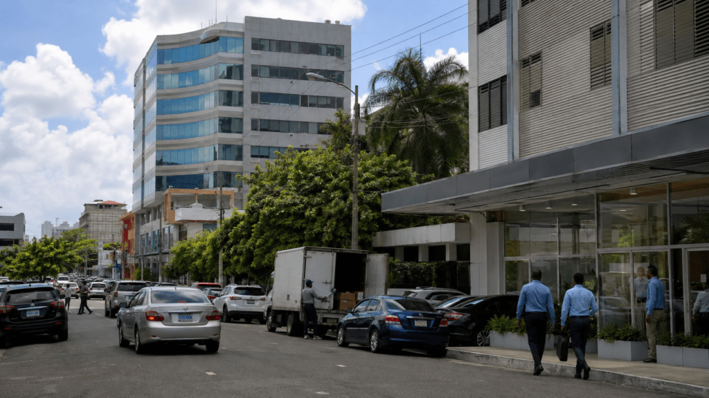 Busy business district in Santo Domingo