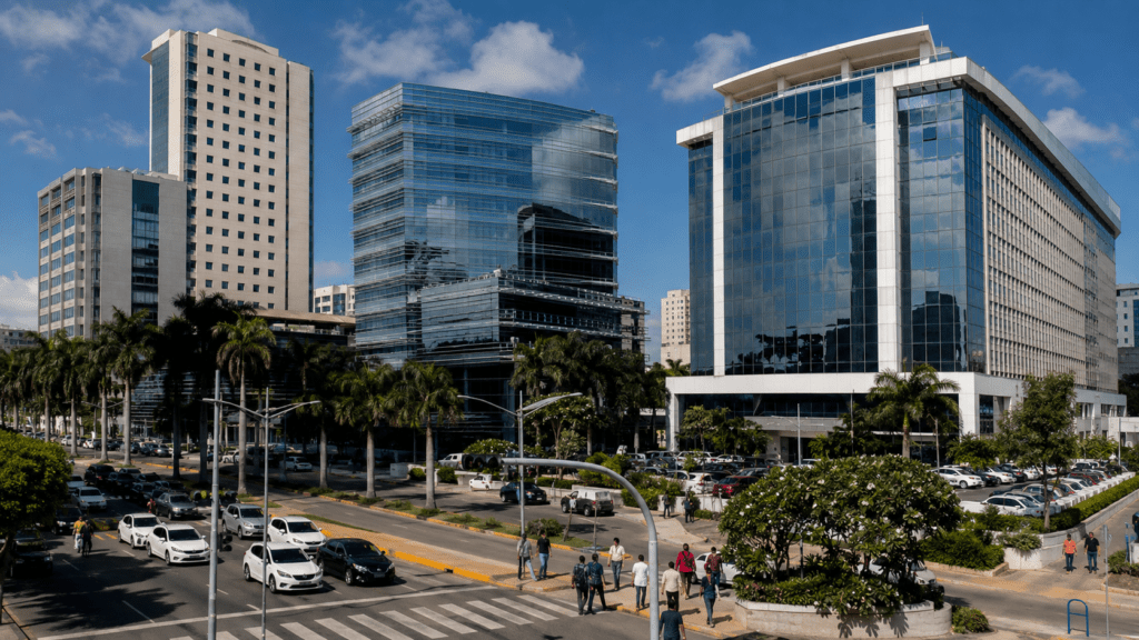 Business district in Santo Domingo representing the Dominican Republic’s growing investment and commercial economy