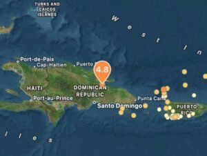 Map showing earthquake near Sánchez in northeastern Dominican Republic