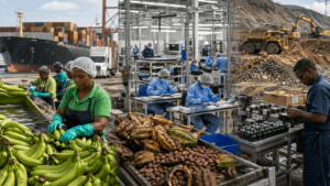 Dominican Republic export economy represented by gold, agricultural products and manufactured goods