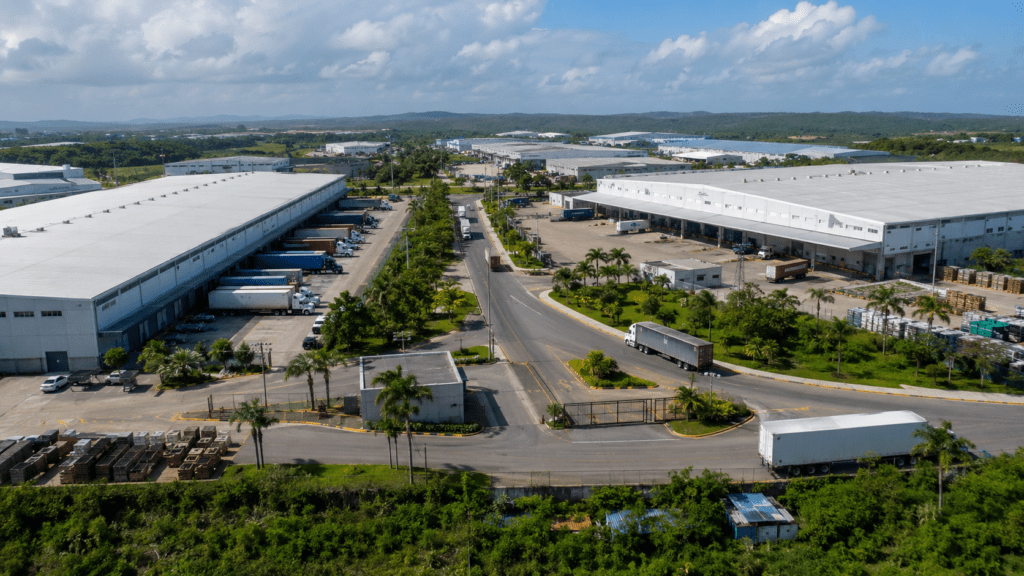A modern free trade zone industrial park in the Dominican Republic with export manufacturing facilities