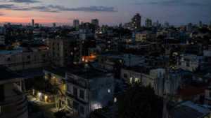 Dominican Republic electricity grid and urban neighborhoods during a widespread power outage