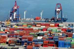 Shipping containers at a Dominican Republic port amid global trade scrutiny