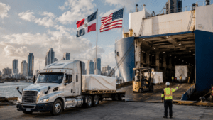 Port operations illustrating trade relations between the Dominican Republic and the United States