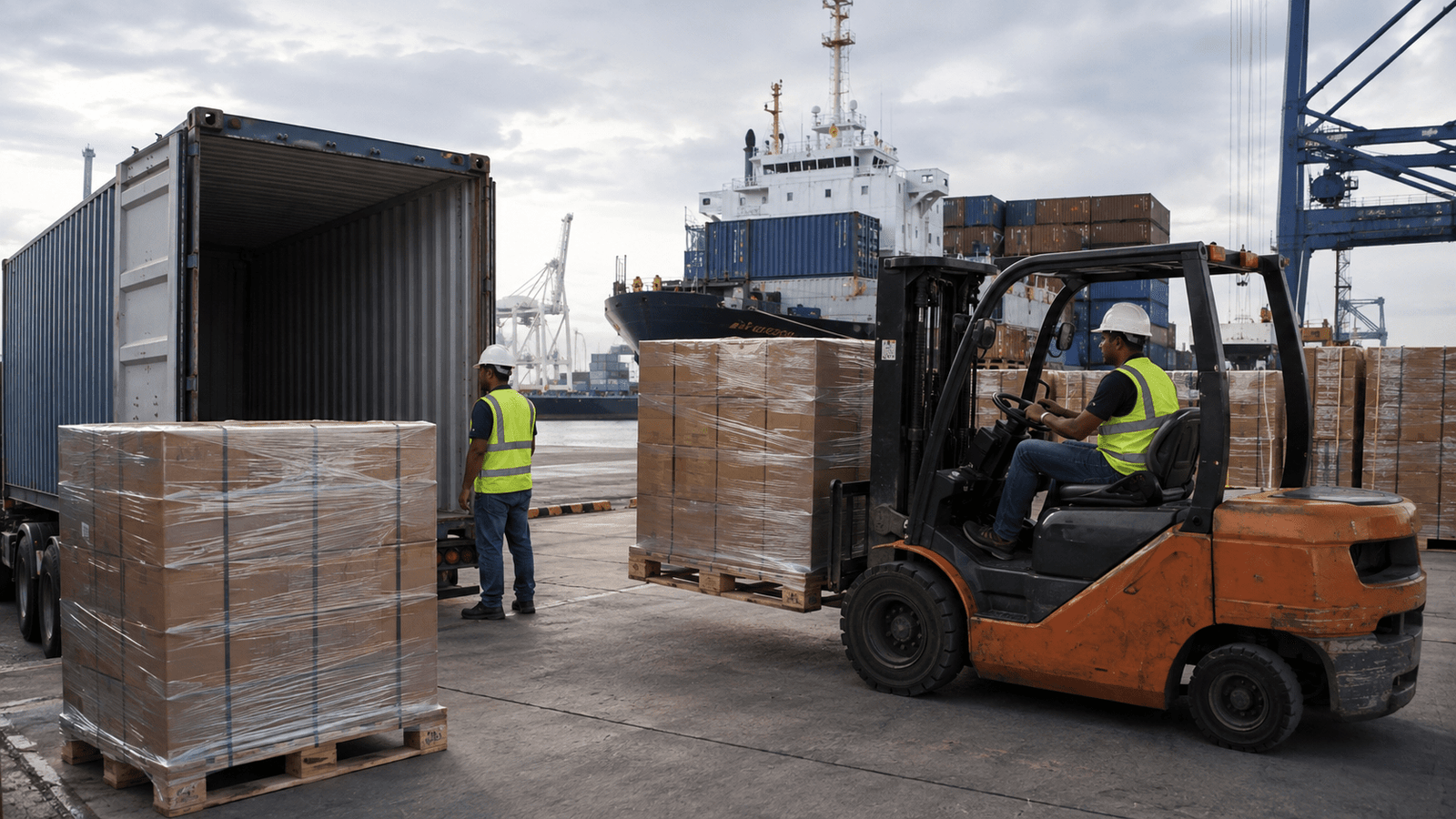 Export cargo representing Dominican rum shipments bound for international markets, including Spain