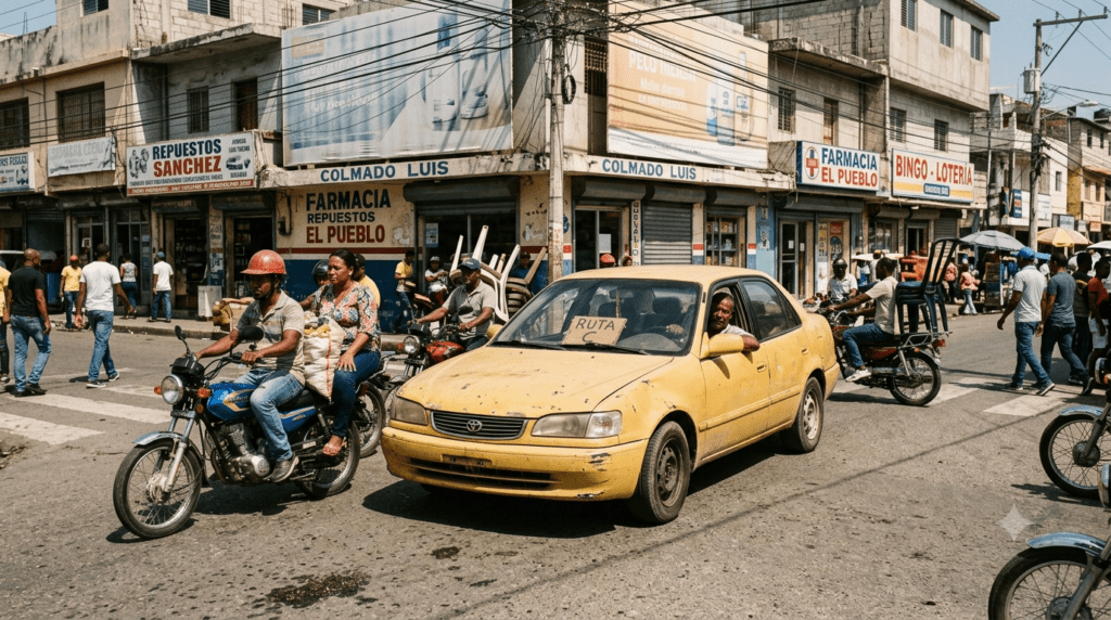 Driver following traffic rules on a highway in the Dominican Republic