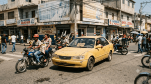 Driver following traffic rules on a highway in the Dominican Republic