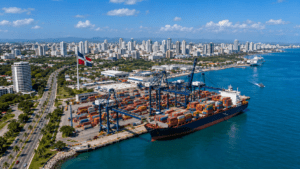 Aerial view of a Dominican Republic port