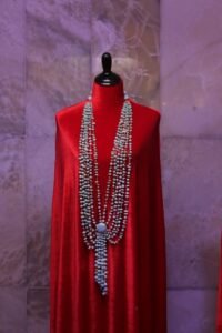 Gisselle Mancebo larimar jewelry and artwork exhibition in Santo Domingo