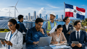 Professional working in a modern office in the Dominican Republic