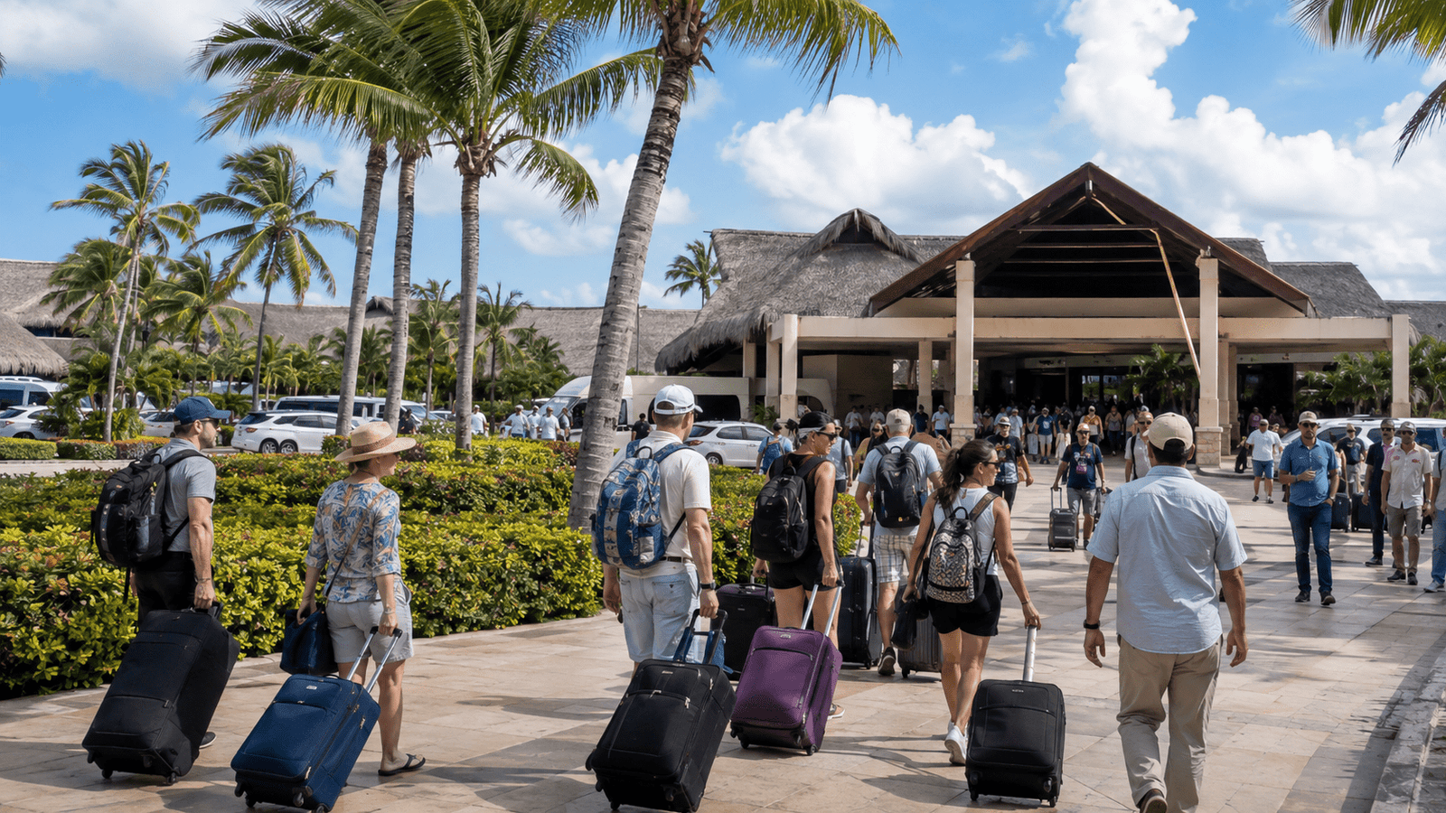 Tourists at a resort area in Punta Cana, Dominican Republic