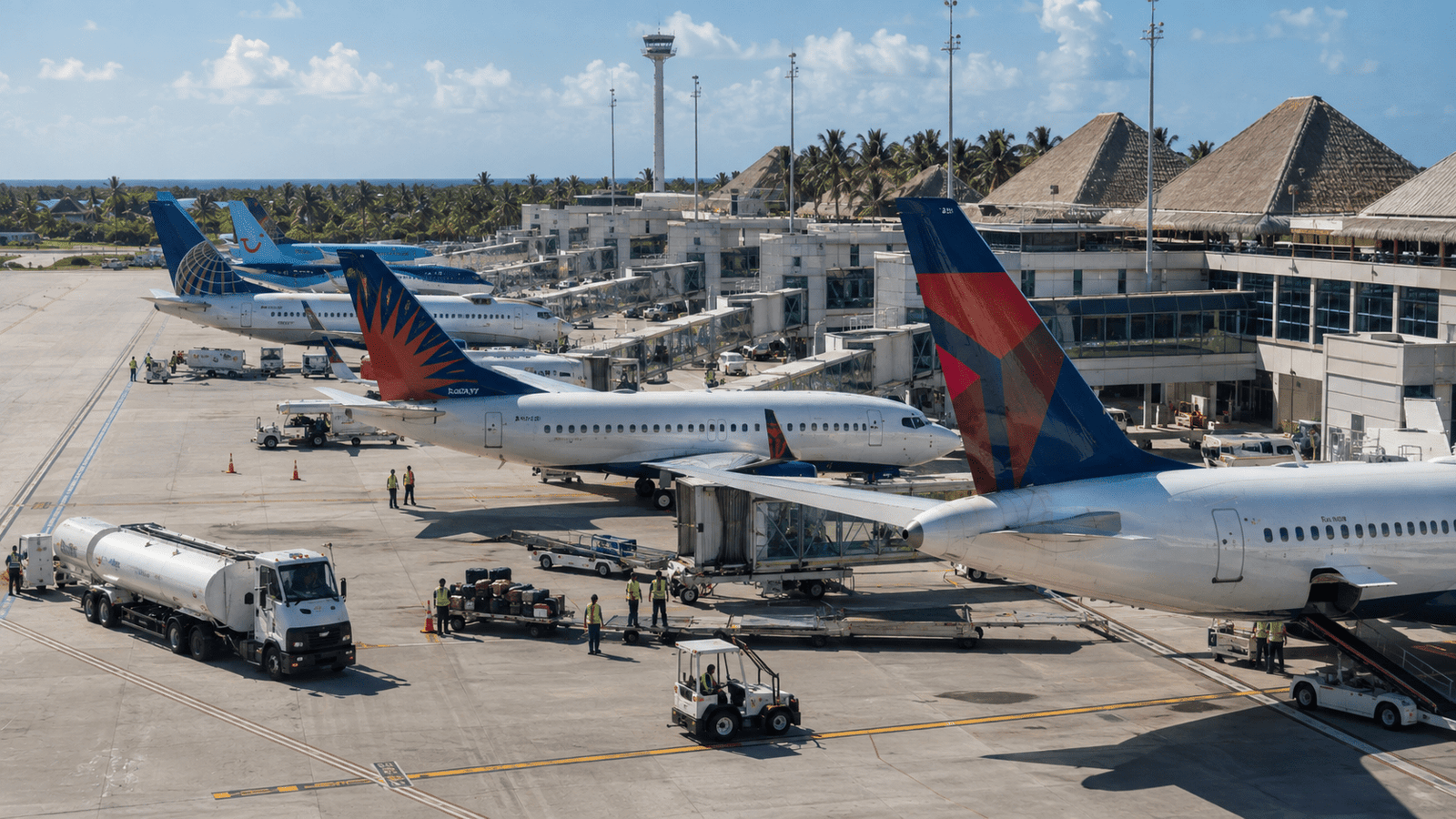 Commercial aircraft parked at Punta Cana International Airport serving international routes