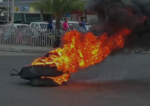 Residents protesting water shortages and infrastructure problems in San Francisco de Macoris