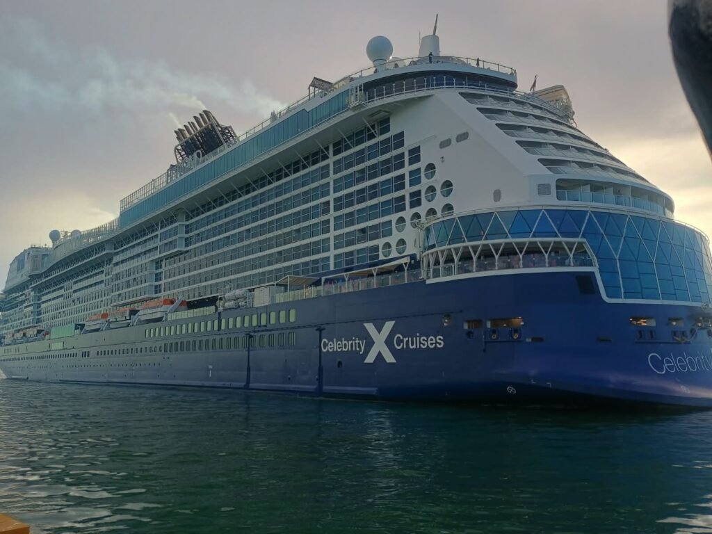 Celebrity Beyond cruise ship arriving at Taíno Bay in Puerto Plata