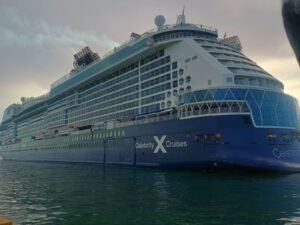 Celebrity Beyond cruise ship arriving at Taíno Bay in Puerto Plata