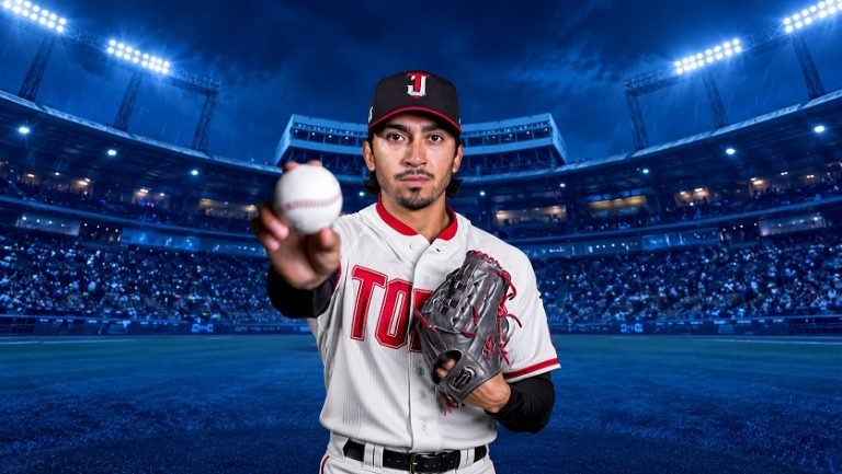 Daniel Martinez pitching for the Toros de Tijuana in the Mexican League
