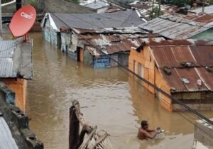 Rain-related flooding and damaged homes in the Dominican Republic