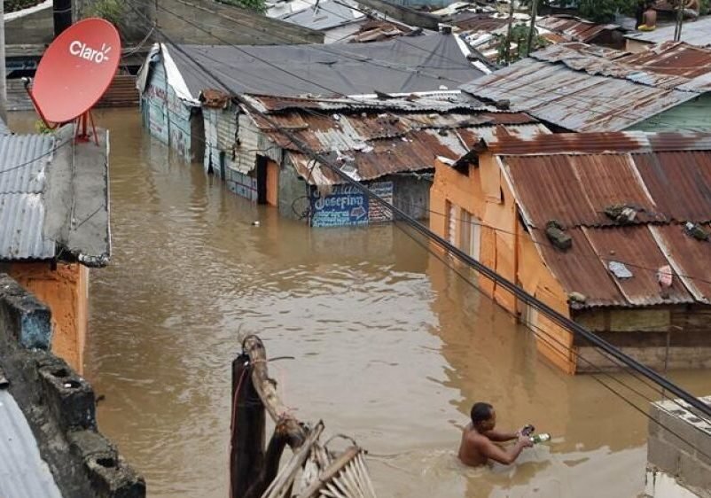 Rain-related flooding and damaged homes in the Dominican Republic