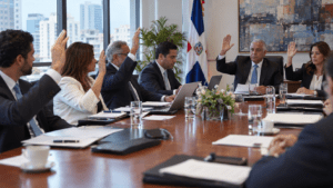Shareholders at a corporate meeting in the Dominican Republic