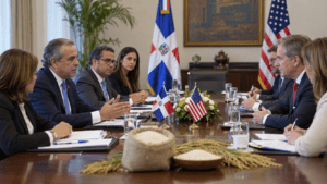 U.S. and Dominican officials discuss rice tariffs and agricultural market access during bilateral trade talks.
