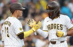 Fernando Tatis Jr. and Manny Machado during a Padres game at Petco Park