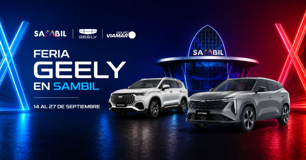 Geely vehicles showcased during a special fair at Sambil Santo Domingo