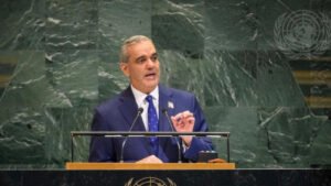 Luis Abinader during the Dominican delegation's visit to the United Nations in New York