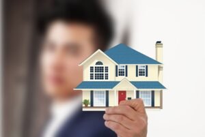 Real estate agent discussing a property sale with clients in the Dominican Republic