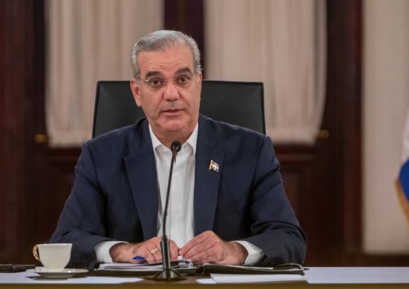 Dominican President Luis Abinader during an announcement on security and military deployments along the border with Haiti.