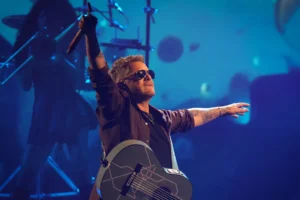 Spanish singer Alejandro Sanz performing live ahead of his November 14 concert in Santo Domingo