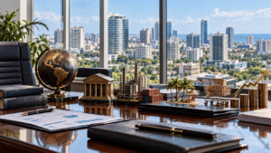 Dominican Republic business wealth and financial district skyline