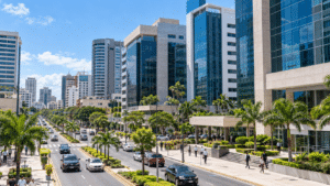 Modern banking district in Santo Domingo