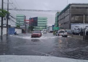 Urban flooding in Santiago, Dominican Republic, after heavy rainfall associated with a weather trough